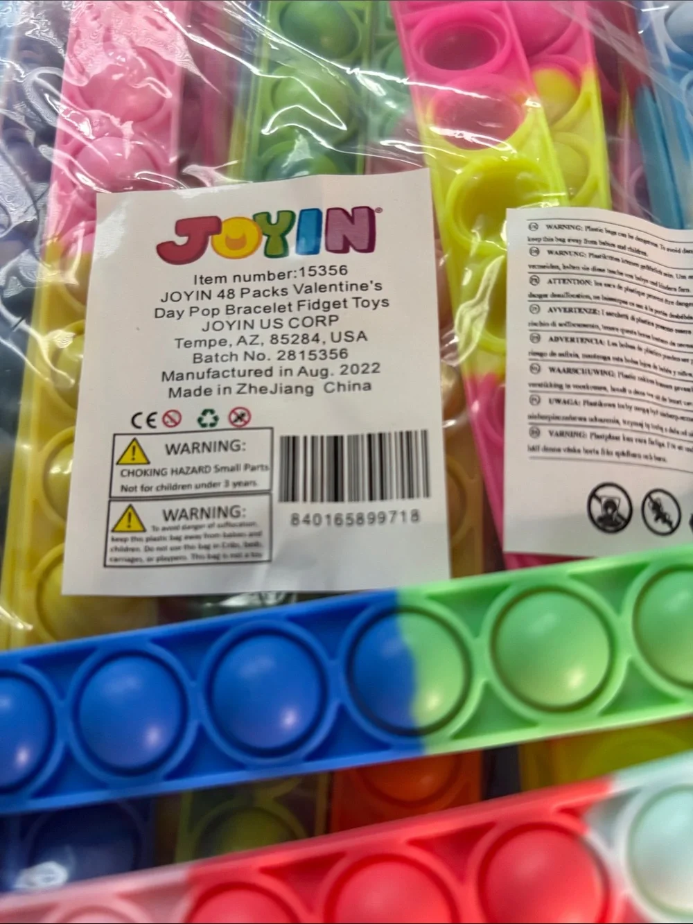 Pop-It Bracelet Fidget Toy - Multicolor 48 Pieces